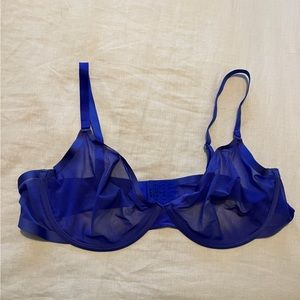 Cuup plunge mesh bra blue